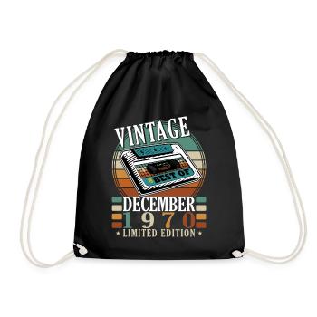 Vintage 1970 Best Of Dezember - Turnbeutel - Schwarz - Vorne