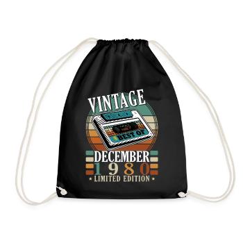 Vintage Dezember 1980 Best Of - Turnbeutel - Schwarz - Vorne