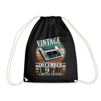 Vintage Dezember 1975 Best Of - Turnbeutel - Schwarz - Vorne