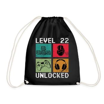 Level 22 Unlock Pixel Icons - Turnbeutel - Schwarz - Vorne