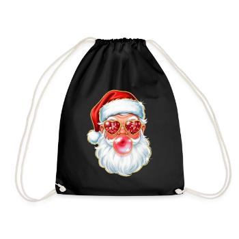 Cute Santa Gum Chewing Gum - Drawstring Bag - black - Front