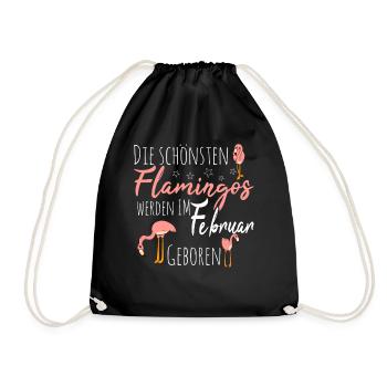February Birthday Flamingo Saying Funny - Drawstring Bag - black - Front