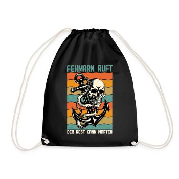 FEHMARN CALLS THE REST CAN WAIT Retro Funny - Drawstring Bag - black - Front