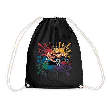 Salamandre colorée avec une touche de couleur pour - Sac de sport léger - noir - Devant