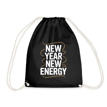 New Year New Energy Typography Tee - Drawstring Bag - black - Front