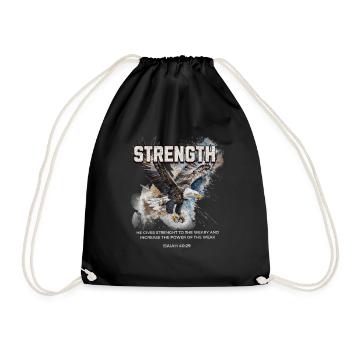 Strength Eagle Faith Isaiah 40 29 Courage - Drawstring Bag - black - Front