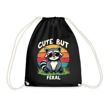 Süßer Waschbär Retro Sunset - Turnbeutel - Schwarz - Vorne