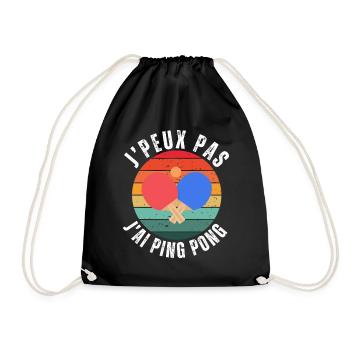 I Can't I Have Pingpong Humor Gift - Drawstring Bag - black - Front