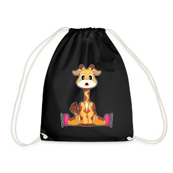 Giraffe Eislaufen Schlittschuhe Wintersport - Turnbeutel - Schwarz - Vorne