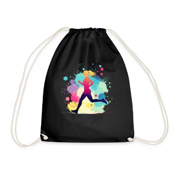 Läuferin, Laufen, Marathon, Joggen, Joggerin - Turnbeutel - Schwarz - Vorne