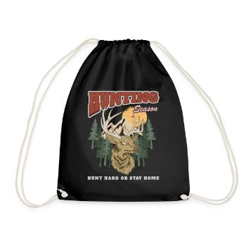 Hunting season – deer in the forest - Drawstring Bag - black - Front