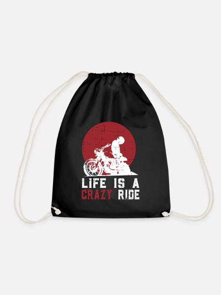 Life is a crazy ride - Drawstring Bag - black