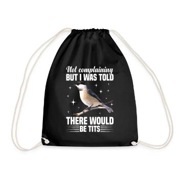  Chickadee Stuffed Animal Birdwatching Birder - Drawstring Bag - black - Front