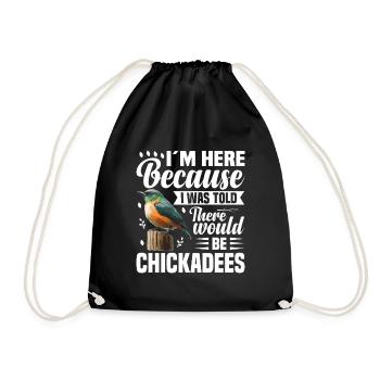  Chickadee Stuffed Animal Birding Bird Chick - Drawstring Bag - black - Front