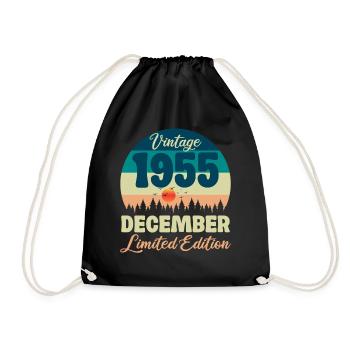 70. Geburtstag 70 Jahre Dezember 1955 Geschenkidee - Turnbeutel - Schwarz - Vorne