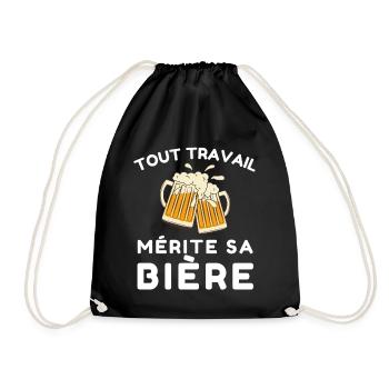 Tout travail mérite sa bière - Sac de sport léger - noir - Devant