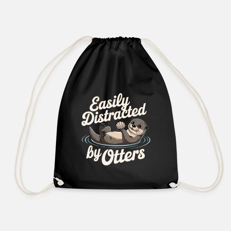 Easily Distracted by Otters - Turnbeutel - Schwarz