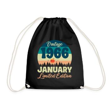 60. Geburtstag 60 Jahre Januar 1966 Geschenkidee - Turnbeutel - Schwarz - Vorne