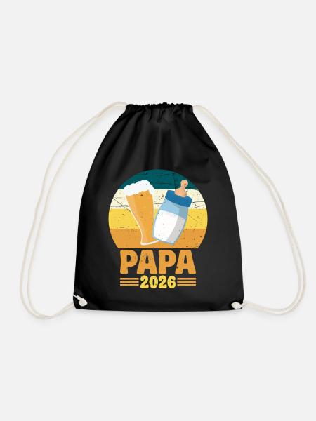 Papa 2026 Papa und Baby Werbepapa - Turnbeutel - Schwarz