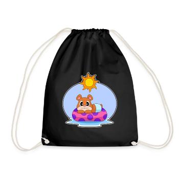 Bear Swimming Swim Ring Summer - Drawstring Bag - black - Front