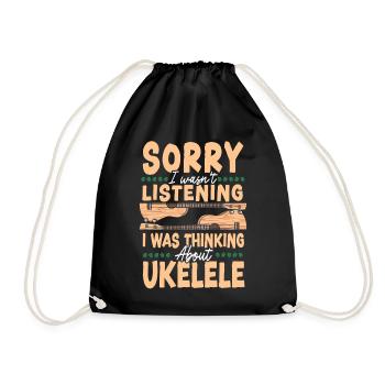Hawaiian Ukulele Uke Sorry I - Drawstring Bag - black - Front