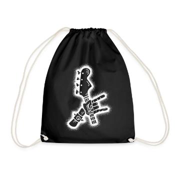 Gitarrist Gitarrenspieler Jungen Herren Gitarre - Turnbeutel - Schwarz - Vorne