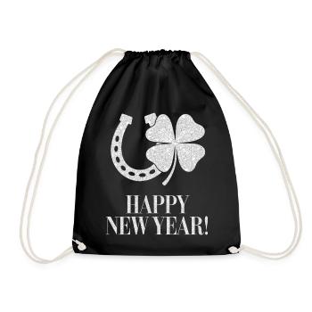 Réveillon du Nouvel An Fer à cheval Trèfle Bonne année - Sac de sport léger - noir - Devant