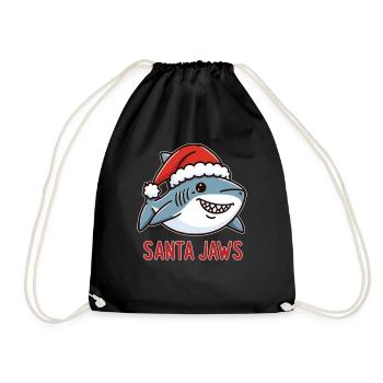 Santa Jaws Funny Christmas Shark Design - Drawstring Bag - black - Front
