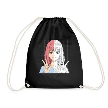 Anime Sketching Half Color Half Line Art - Turnbeutel - Schwarz - Vorne