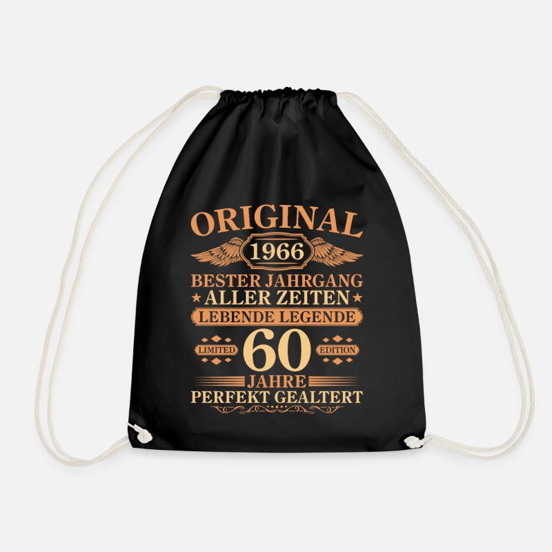1966 Vintage Perfectly Aged 60th Birthday - Drawstring Bag - black