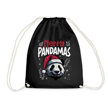 Motif de Noël drôle de panda joyeux Pandamas - Sac de sport léger - noir - Devant