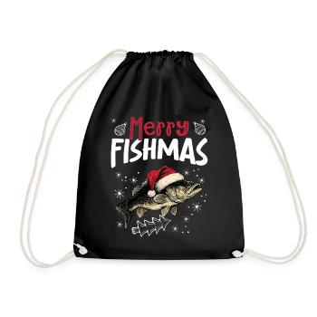 Joyeux Fishmas Motif de Noël Poisson Drôle - Sac de sport léger - noir - Devant
