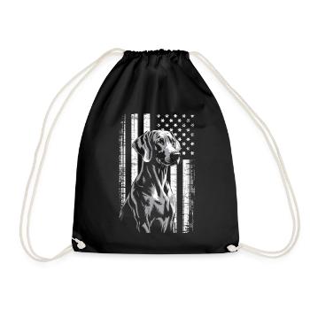 Chien gris avec rayures étoilées - Sac de sport léger - noir - Devant