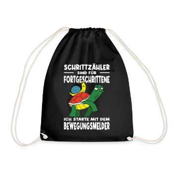 Joggen Geschenk Jogger Laufsport Sport Fitness - Turnbeutel - Schwarz - Vorne