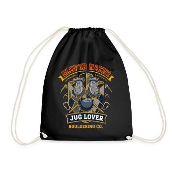 Sloper Hater Jug Lover Bouldering Co Funny - Drawstring Bag - black - Front