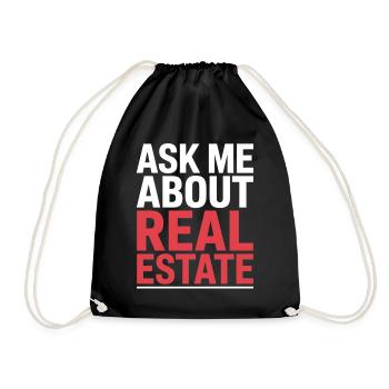 Ask Me About Real Estate - Drawstring Bag - black - Front