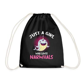 Just A Girl Who Loves Narwhals - Turnbeutel - Schwarz - Vorne