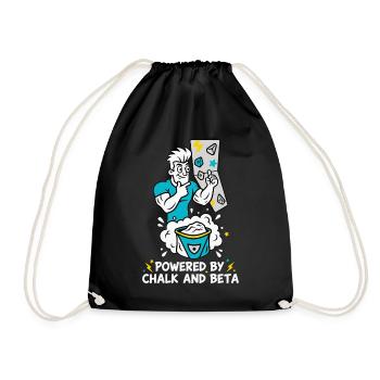 Powered By Chalk And Beta Climbing Fun - Drawstring Bag - black - Front