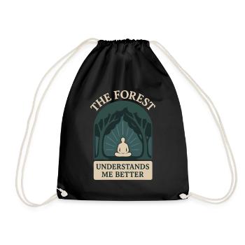 Forest Walk Overthinker Mental Reset - Drawstring Bag - black - Front