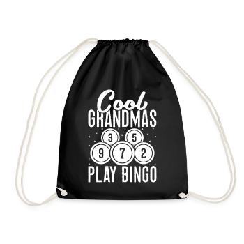 Bingo Player Cool Grandmas Play Bingo - Drawstring Bag - black - Front