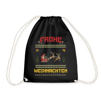 Frohe Weihnachten Lustiges Ugly Design - Turnbeutel - Schwarz - Vorne