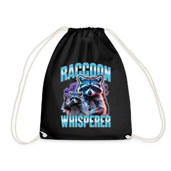 Funny Raccoon - Turnbeutel - Schwarz - Vorne