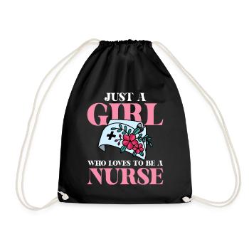 Just a woman who loves nurse - Drawstring Bag - black - Front