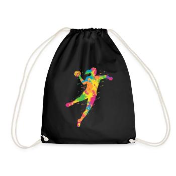 Handball Women Colorful Handball Player Handball Player - Drawstring Bag - black - Front