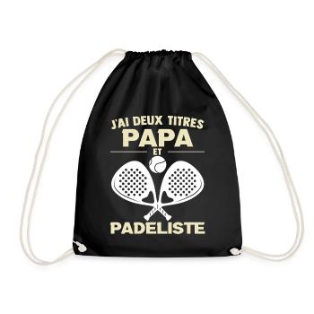 Papa Padel Father's Day Padelist Gift - Drawstring Bag - black - Front