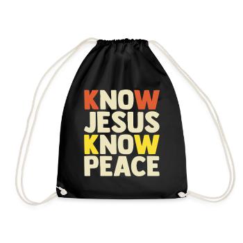 Erkenne Jesus Kenne Frieden Christliches Geschenk Glaube - Turnbeutel - Schwarz - Vorne
