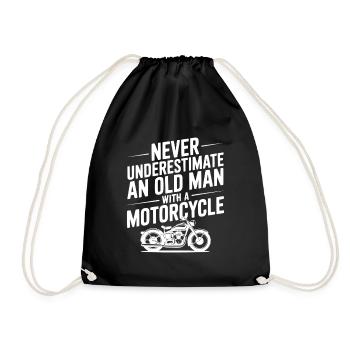 Never Underestimate an Old Man with a Motorcycle - Drawstring Bag - black - Front