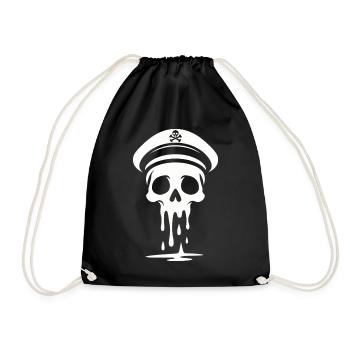 Melting Captain Skull Skull Captain Hat - Drawstring Bag - black - Front