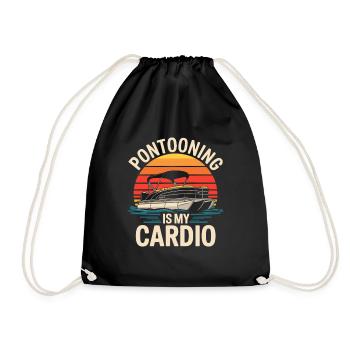Pontooning Is My Cardio Pontoon Boat Saying For Lake - Drawstring Bag - black - Front