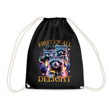 Funny Raccoon - Drawstring Bag - black - Front